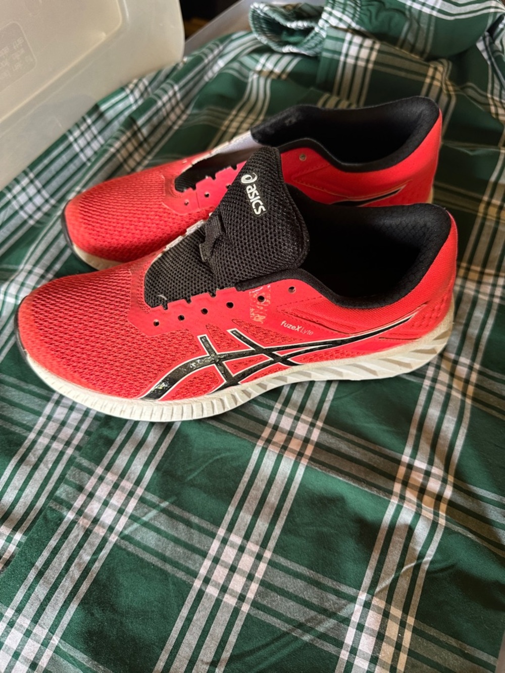 Asics Bright Orange and Black FuzeX Lyte Running Shoes